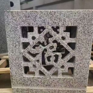  芝麻白花岗岩镂空雕花灯笼