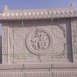  芝麻白花岗岩屏风，照壁，影壁