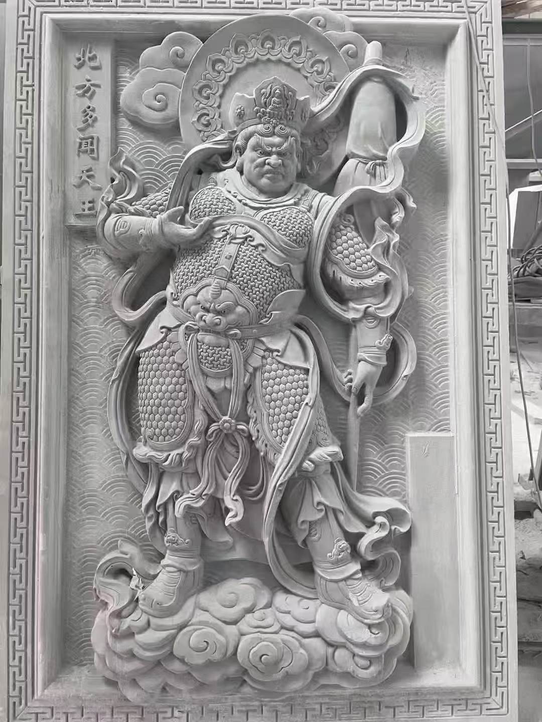  芝麻灰花岗岩人物雕刻——多闻天王