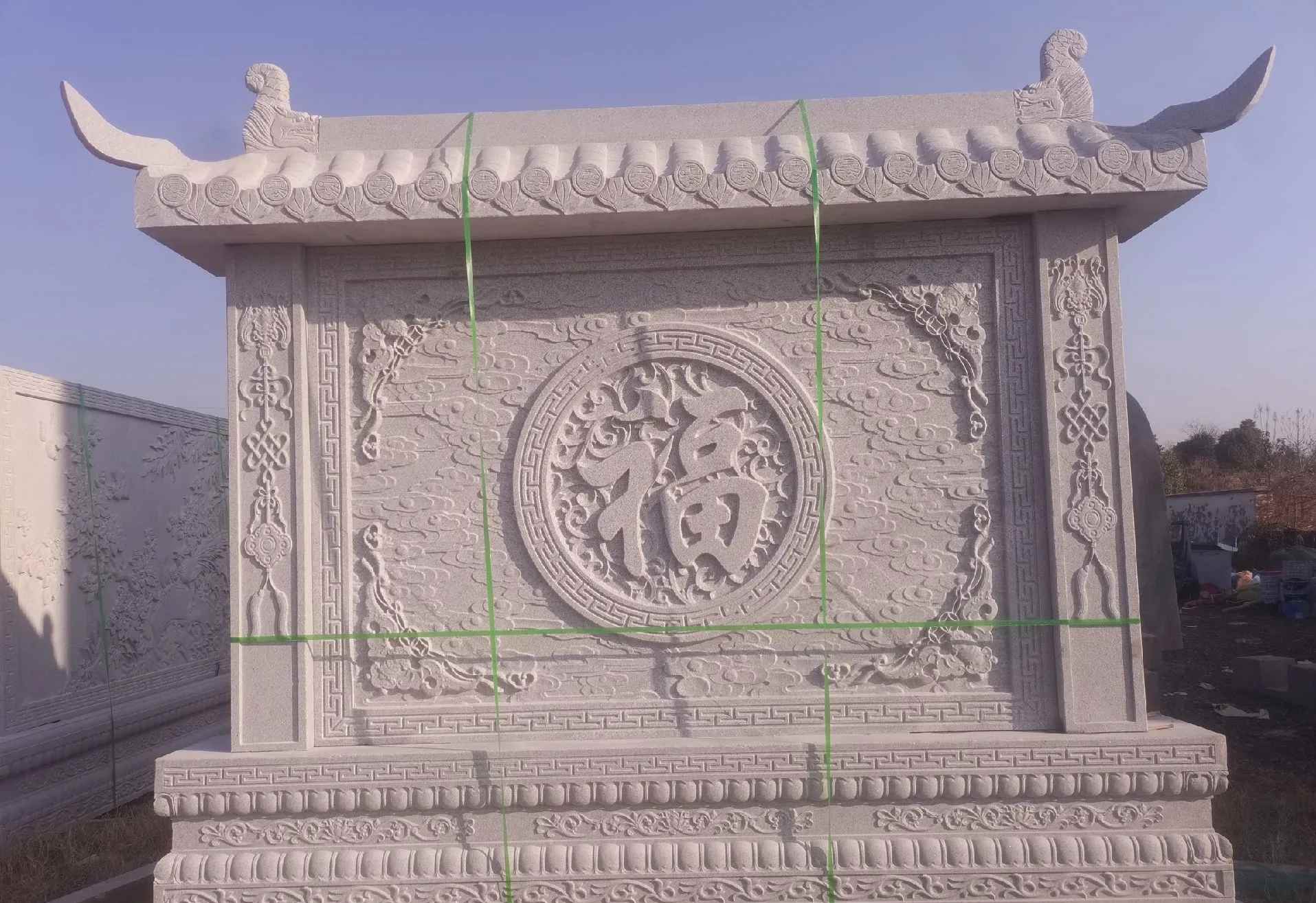  芝麻白花岗岩屏风，照壁，影壁
